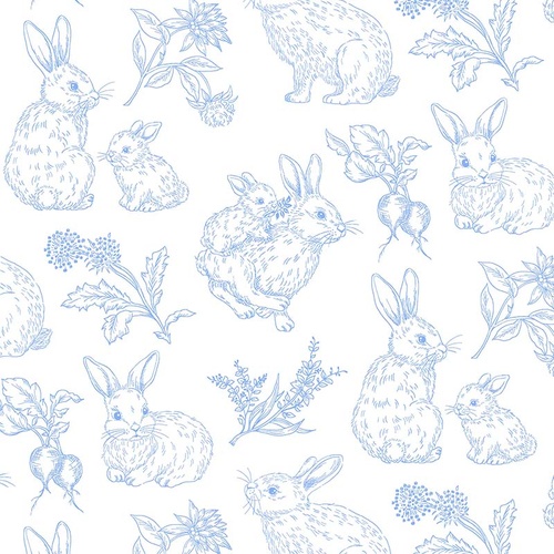 Sweet Little Bunny Bunny Rabbit Toile Breeze 4184/66BR Quilting Fabric