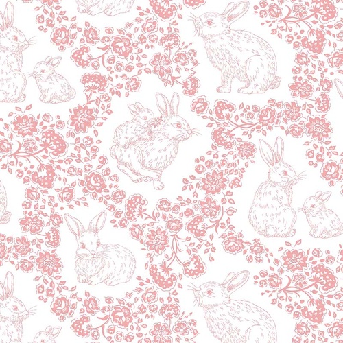 Sweet Little Bunny Bunnies in the Garden Blush 4184/67BL Quilting Fabric