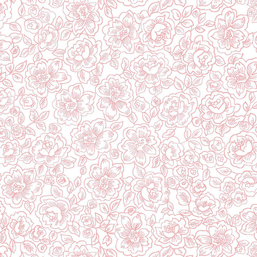 Sweet Little Bunny Garden Toile Blush 4184/69BL Quilting Fabric
