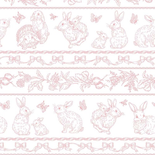 Sweet Little Bunny Bunny Garden Stripe Blush 4184/70BL Quilting Fabric