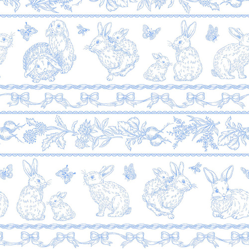 Sweet Little Bunny Bunny Garden Stripe Breeze 4184/70BR Quilting Fabric