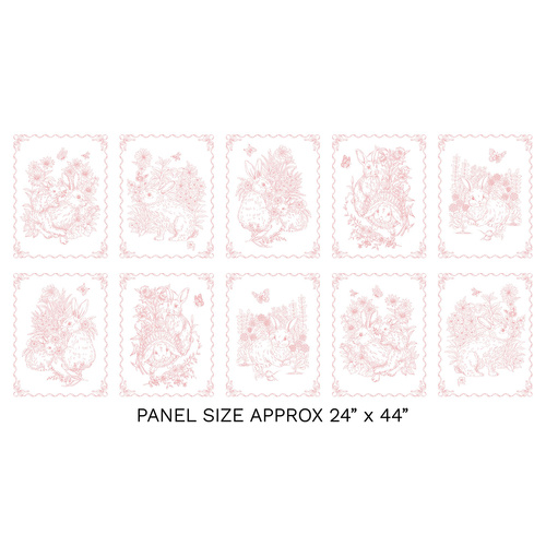 Sweet Little Bunny 24 Inch Bunny Toile De Jouy Blush 4184/71BL Quilting Panel
