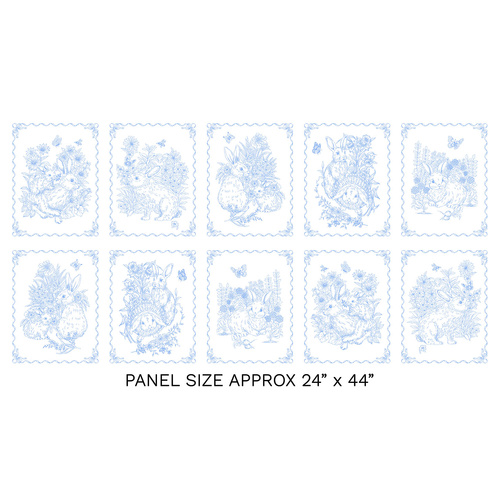 Sweet Little Bunny 24 Inch Bunny Toile De Jouy Breeze 4184/71BR Quilting Panel