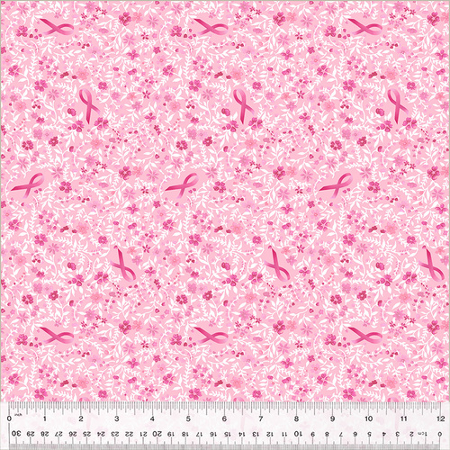Strength & Love Ribbon Patch Lt Pink 54186-1 Quilt Fabric