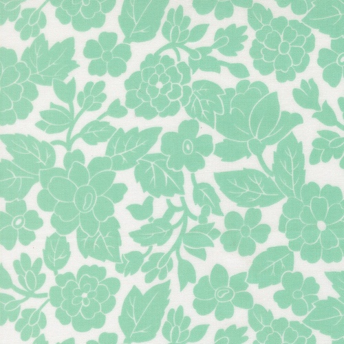 Bloomsberry London Damask White Aqua 55351 11 Quilting Fabric