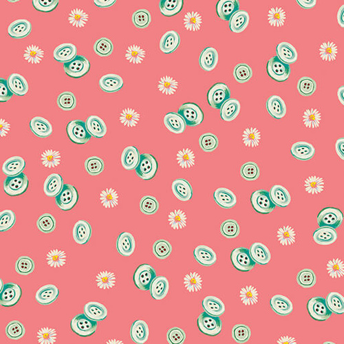 Love and Stitches Buttons & Daisies Light Peach Jam 6063/9926 Quilting Fabric