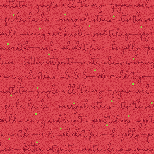 Better Not Pout Christmas Carols Red 91167910 Patchwork  Fabric