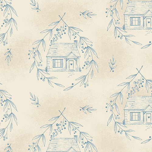Special Delivery Cozy Cottage Blue Willow A10469BL Quilting Fabric