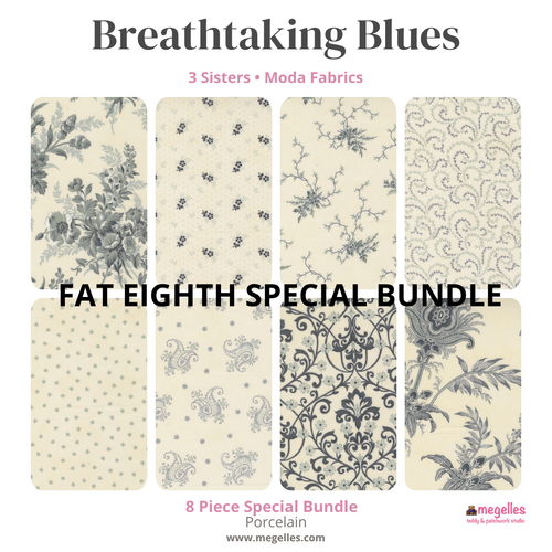 Breathtaking Blues Porcelain 8 Piece FAT EIGHTH Special Bundle