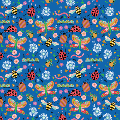Hey Love Bug Bug Blue BG25132 Patchwork Fabric