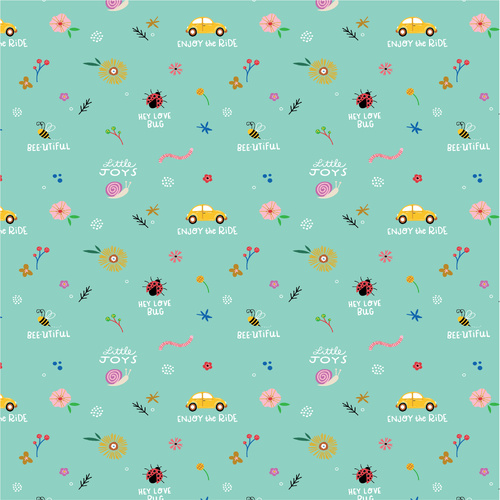 Hey Love Bug Little Joys Teal BG25135 Patchwork Fabric