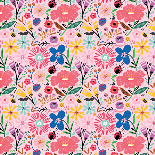 Hey Love Bug Blooming Lt Pink BG25140 Patchwork Fabric