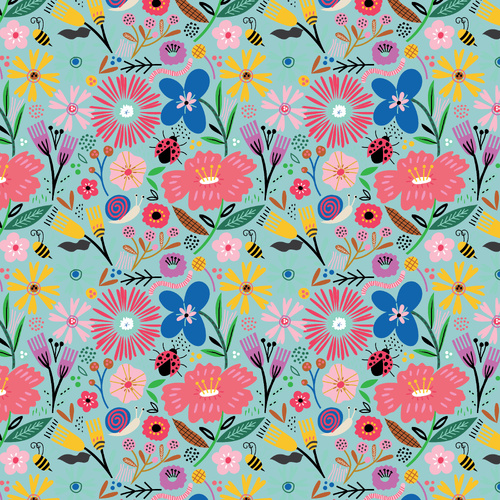 Hey Love Bug Blooming Teal BG25141 Patchwork Fabric