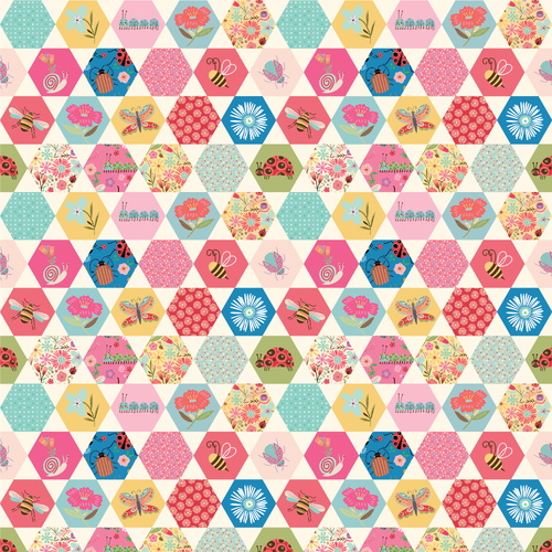 Hey Love Bug Love Bug Hexi Multi BG25148 Cheater Patchwork Fabric