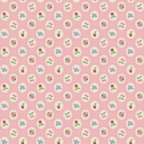 Bluebells & Buttercups Chirp & Charm Vintage Floral Medallions Pink BL26870 Quilting Fabric