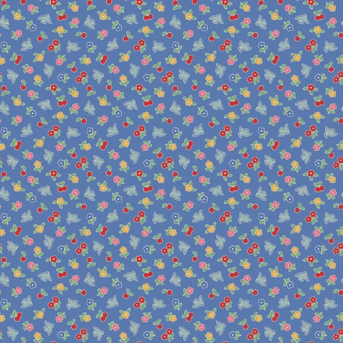 Bluebells & Buttercups Cheery Bluebird Birds & Cherries Periwinkle BL26874 Quilting Fabric