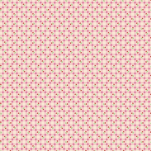 Bluebells & Buttercups Tulip Kisses Gingham with Tulips Pink BL26877 Quilting Fabric