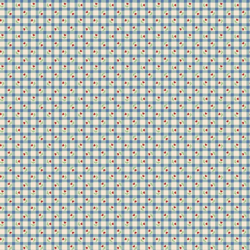 Bluebells & Buttercups Tulip Kisses Gingham with Tulips Periwinkle BL26878 Quilting Fabric