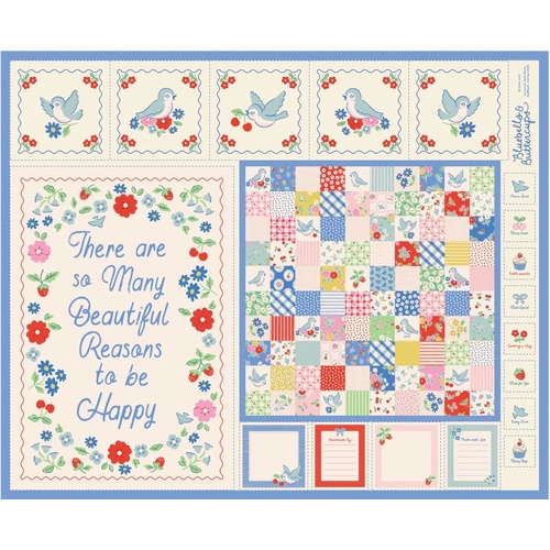 Bluebells & Buttercups Bluebird Project Panel 44" x 36" Multi BL26879 Quilting Fabric Panel