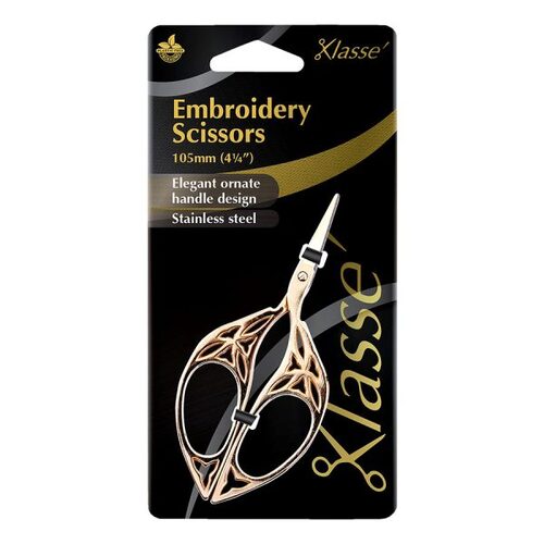 Klasse Scissors Embriodery Scroll 4.25"  Elegant Oval Half Gold Bk4904