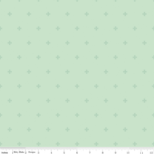 Sunsetridge Crosses Mint C15737 Quilting Fabric
