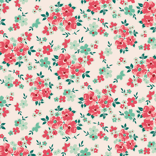 Berry & Sage Floral Clusters C17388 Latte Quilting Fabric 