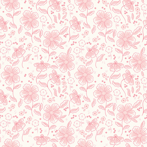 Sweet Pink Main Large Floral C17410-Cream Quilting Fabric 
