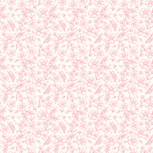 Sweet Pink Delicate Floral C17411-Cream Quilting Fabric 
