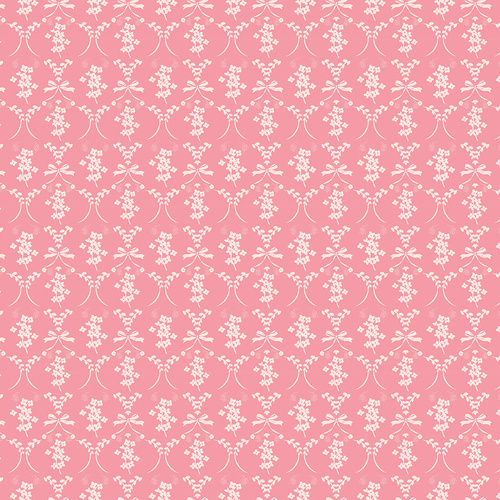 Sweet Pink Flowers & Bows Damask C17412-Pink Quilting Fabric 