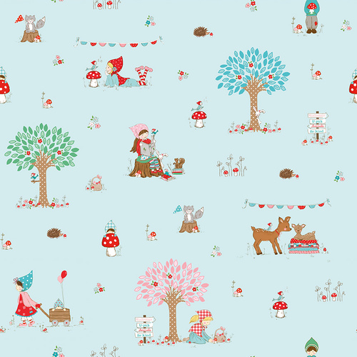 Whimsical Woodland Main Aqua C17640-AQUA Quilting Fabric