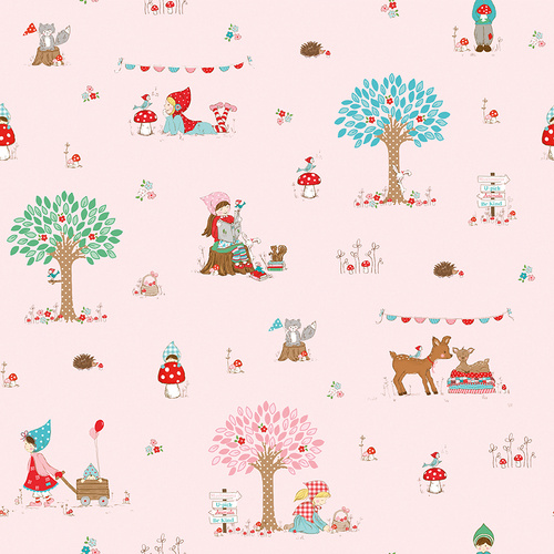 Whimsical Woodland Main Pink C17640-PINK Quilting Fabric