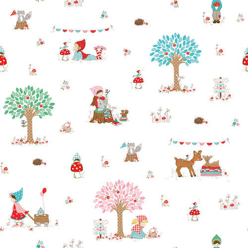 Whimsical Woodland Main White C17640-WHITE Quilting Fabric