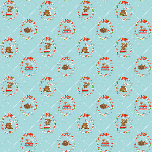 Whimsical Woodland Animals Aqua C17641-AQUA Quilting Fabric