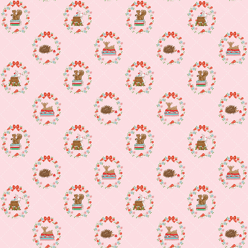 Whimsical Woodland Animals Pink C17641-PINK Quilting Fabric