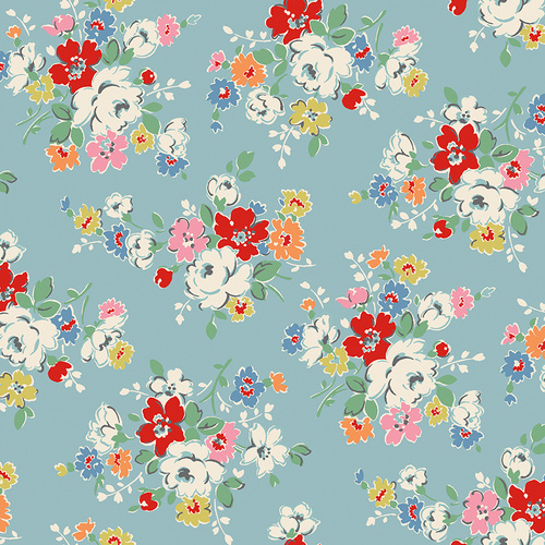 Cath Kidston Signature Collection Clifton Rose Blue C18370-BLUE Quilting Fabric