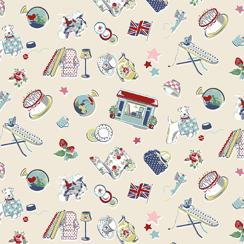 Cath Kidston Signature Collection Icons Cream C18371-CREAM Quilting Fabric