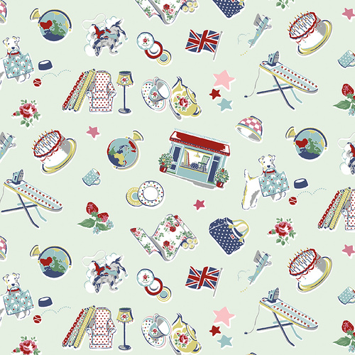 Cath Kidston Signature Collection Icons Mist C18371-MIST Quilting Fabric