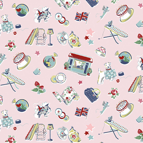 Cath Kidston Signature Collection Icons Pink C18371-PINK Quilting Fabric