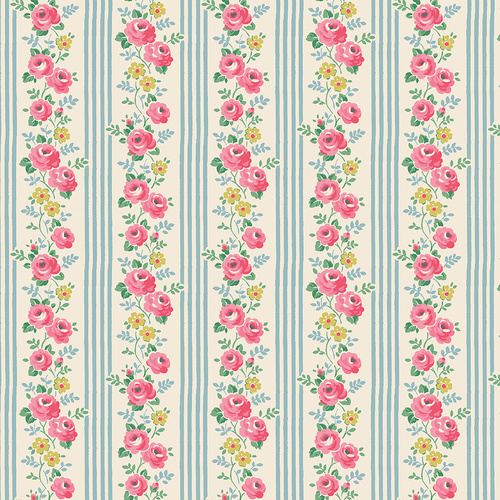 Cath Kidston Signature Collection Stripe Blue C18372-BLUE Quilting Fabric