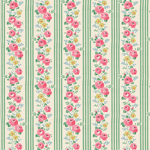 Cath Kidston Signature Collection Stripe Green C18372-GREEN Quilting Fabric