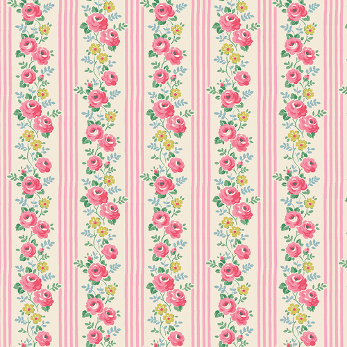 Cath Kidston Signature Collection Stripe Pink C18372-PINK Quilting Fabric