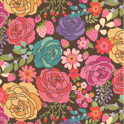 Calico Cowgirls Texas Rose Brown CW24802 Quilting Fabric