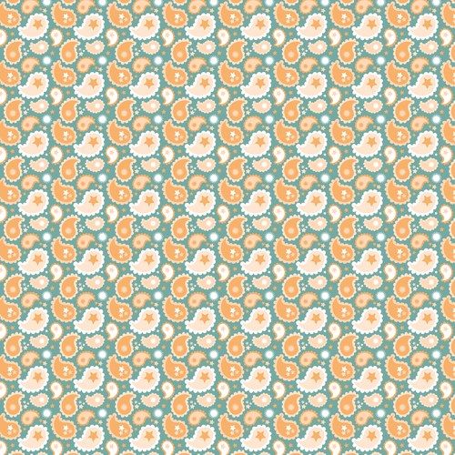 Calico Cowgirls Paisley & Poppies Teal CW24820 Quilting Fabric