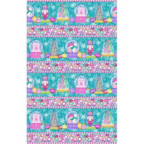 Merry and Bright Border Stripe Teal DP26966-68 Quilting Fabric