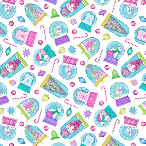 Merry and Bright Tossed Globes Multi DP26968-10 Quilting Fabric
