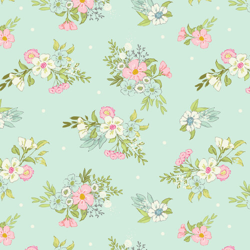 Playful Spring Blue Floral DV6339 Quilting Fabric 