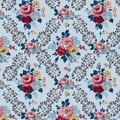 Forget-Me-Not Rose Penelope Blue DV6812 Quilting Fabric
