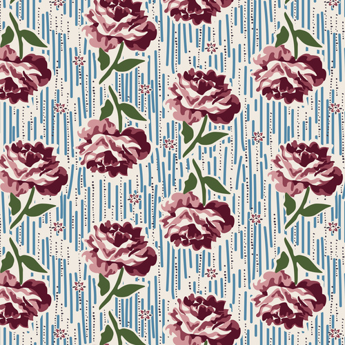 Forget-Me-Not Rose Hallie Burgundy DV6813 Quilting Fabric