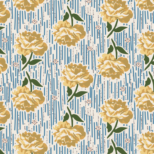 Forget-Me-Not Rose Hallie Yellow DV6814 Quilting Fabric