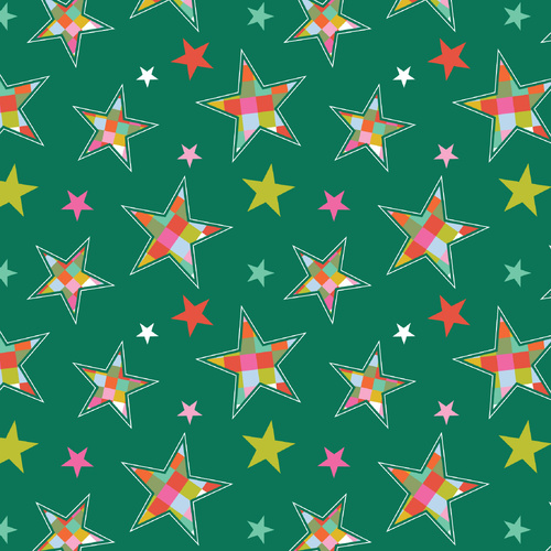 Deck the Halls DV6925 Tossed Green Stars Quilting Fabric 